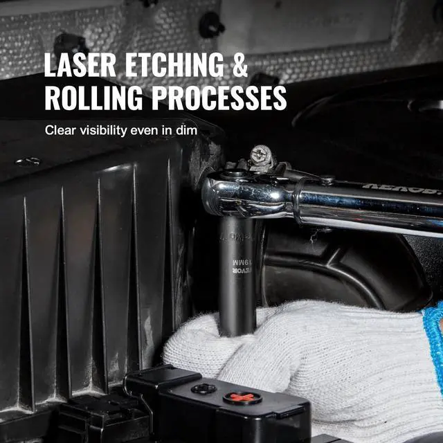 Alt view image 5 of 7 - 1/2" Drive Impact Socket Set, 65 Piece SAE 3/8" to 1-1/4" and Metric 10-24mm, 6 Point Cr-V Alloy Steel for Auto Repair, Easy-to-Read Size Markings, Rugged Construction, Storage Case