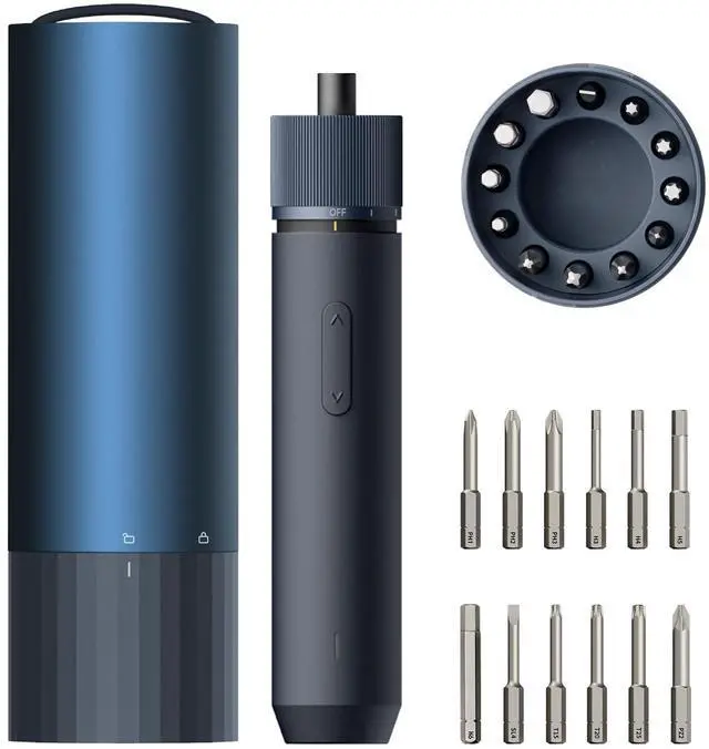 Main image of Electric Screwdriver Rechargeable, 3.6V Cordless Screwdriver Set USB-C, 1/4'' Hex Bits, 3 Torque Settings, 1500mAh Battery, LED Light & 12 S2 Metal Bits for Furniture/Electrical Repairs