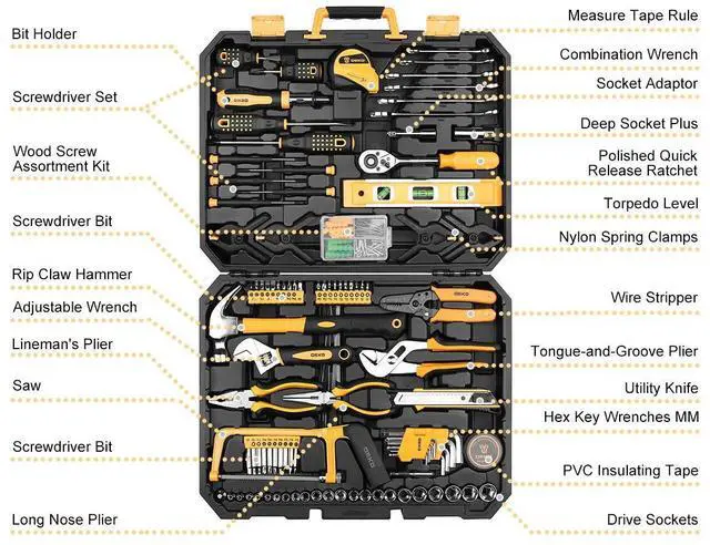 Alt view image 3 of 7 - 228 Piece Socket Wrench Auto Repair Tool Combination Package Mixed Tool Set Hand Tool Kit with Plastic Toolbox Storage Case