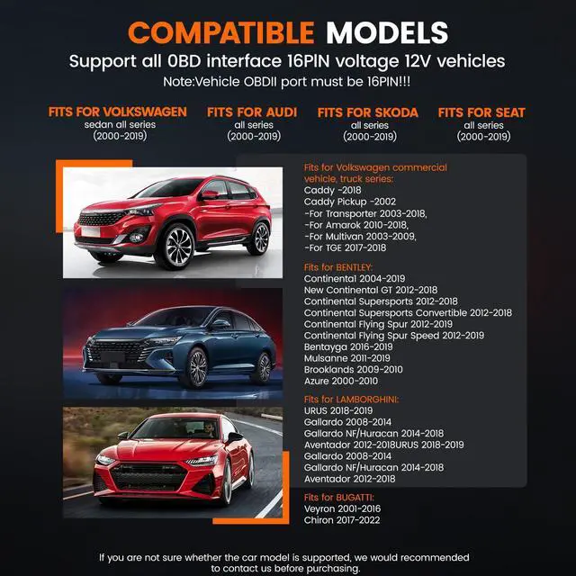 Alt view image 5 of 7 - VD500 OBD2 Scanner Diagnostic Tool for Volkswagen VW Audi Skoda Seat Diagnosis Check Engine Light EPB ABS SRS Code Reader Oil Throttle Position Adaption Brake Pad Reset