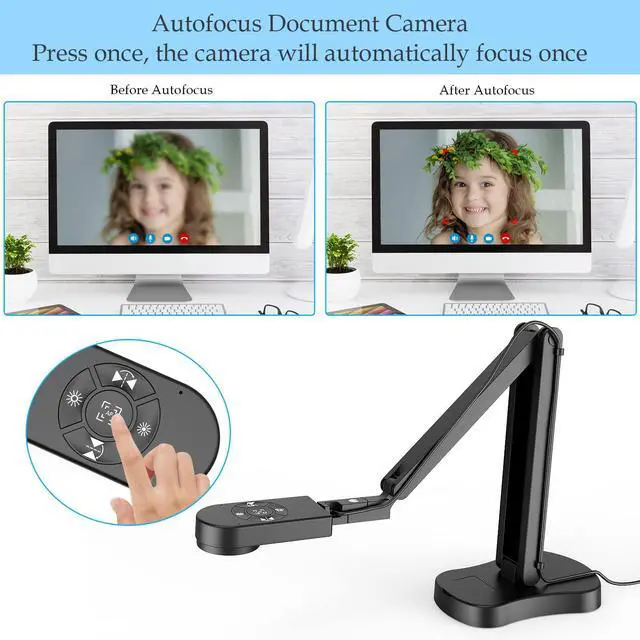Alt view image 5 of 7 - 8MP USB Document Camera for Teachers and Classroom for A3 A4 Size with Dual Mic, 3-Level LED Light, Up and Down, Left and Right Image Inversion, for Distance Teaching & Learning