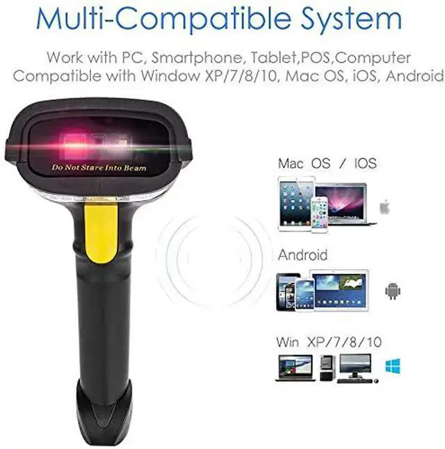 Alt view image 2 of 5 - 2D Barcode Scanner, Compatible with 2.4G Wireless & Bluetooth & USB Wired Connection, Connect Smart Phone, Tablet, PC, 1D Bar Code Reader Work for QR PDF417 Data Matrix (NT-1228BL)
