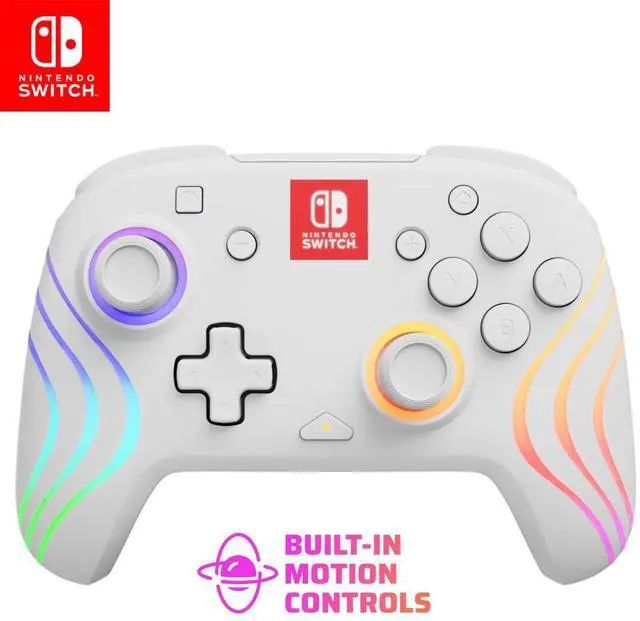 Main image of PDP Gaming Afterglow Wave Wireless Nintendo Switch Pro Controller - Officially Licensed, Nintendo Switch 2, Switch Lite/OLED, RGB LED Customization, App Controls, Rechargeable Battery Power - White