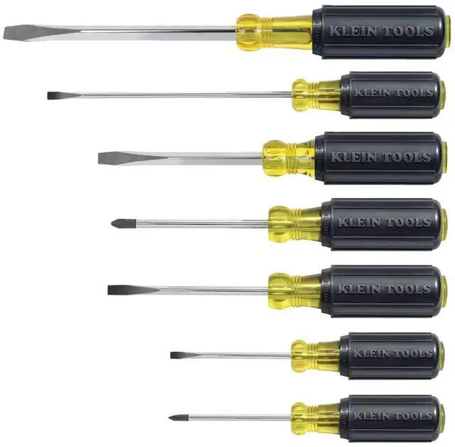 Main image of Screwdriver Set, Made in USA, Slotted and Phillips Screwdrivers with Non-Slip Cushion-Grip Handles and Tip-Ident, 7-Piece
