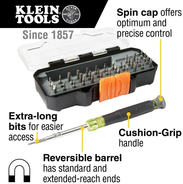 Alt view image 2 of 7 - 80066 Precision Driver Set with Case, 2-Piece, Multi-Bit Screwdriver and All-in-One Multi-Function Repair Tool Set, 39 Bits Including Tamperproof Bits for Apple Products