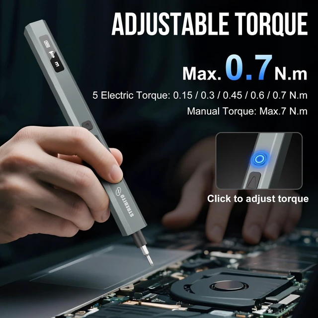 Alt view image 2 of 7 - 144-Piece Upgraded Electric Screwdriver | Max 0.7 N.m, 120 Magnetic Bits, 5-gear Torque Adjustment, Precision Screwdriver Set, Repair Tool Kit for Electronics and PC