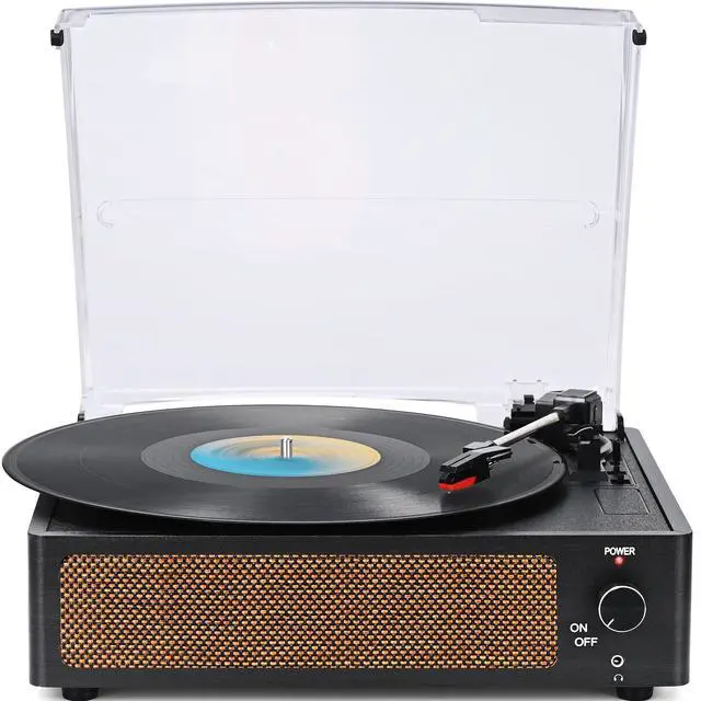 Main image of Vinyl Record Players Vintage Turntable with Speakers Belt-Driven Turn Tables Support 3-Speed, Bluetooth Wireless Playback, Headphone, AUX-in, RCA Line LP Phonograph Auto Stop Retro Black