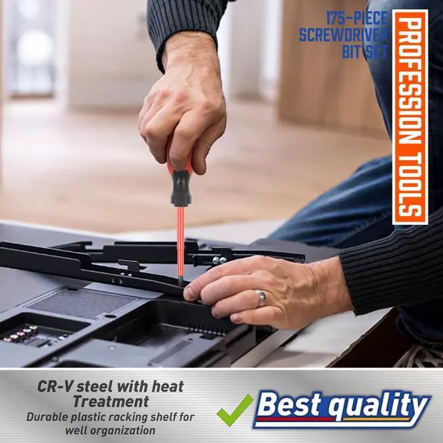 Alt view image 6 of 7 - 175-piece Magnetic Screwdrivers Set Plastic Racking, DIY Tools Set Tools for Men Tools Gift, Includs Precision screwdriver, Magnetizer, Key Set, Nut Driver and Bit Set