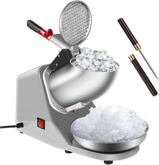 Main image of Electric Ice Shaver Snow Cone Maker Machine Silver 143lbs/hr with Ice Pick for Home and Commercial Use