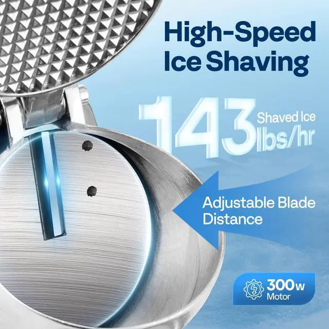 Alt view image 3 of 7 - Electric Ice Shaver Snow Cone Maker Machine Silver 143lbs/hr with Ice Pick for Home and Commercial Use