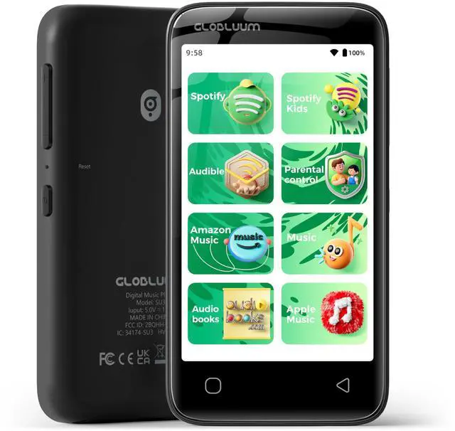 Main image of 80GB MP3 Player for Kids, Parental Controls, Supports Spotify Kids, Audible, LibriVox, Amazon Music and Kindle:Safe Android MP4 Player Gift with 4" Touchscreen, WiFi and Bluetooth(Black)