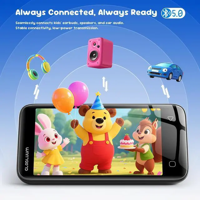 Alt view image 6 of 7 - 80GB MP3 Player for Kids, Parental Controls, Supports Spotify Kids, Audible, LibriVox, Amazon Music and Kindle:Safe Android MP4 Player Gift with 4" Touchscreen, WiFi and Bluetooth(Black)