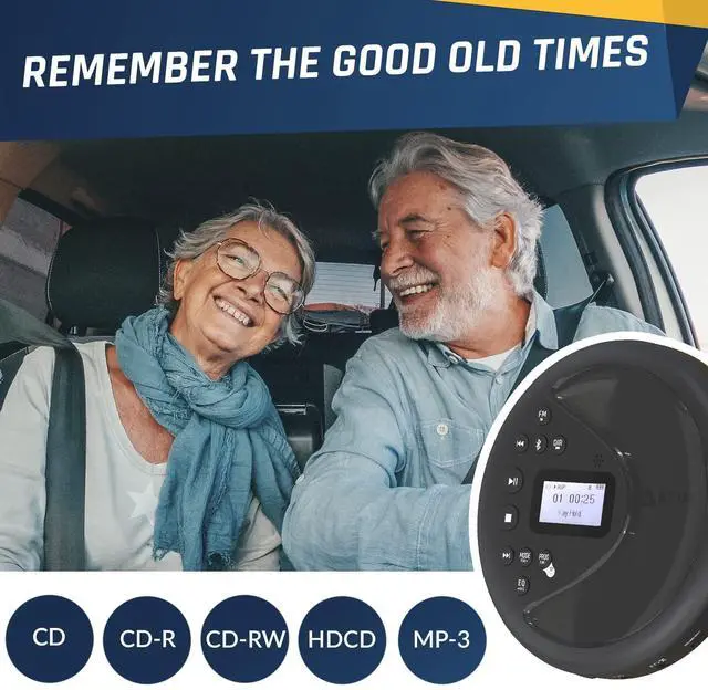 Alt view image 6 of 7 - Discover - Portable CD Player with Long-Lasting Battery - New - with Headphones - Radio FM - Compatible MP3 CD Player Portable - SD Card, FM Transmitter, Bluetooth - Ideal for Cars