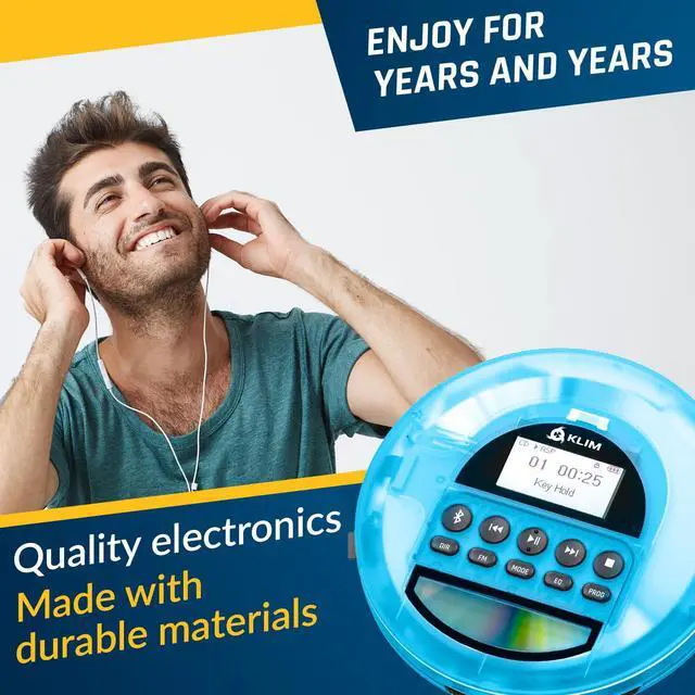 Alt view image 6 of 7 - Nomad Transparent Blue - Portable CD Player Walkman with Long-Lasting Battery - Includes Headphones - Discman MP3 Player - TF Card FM Radio Bluetooth AUX - Ideal for Home, Cars - Version