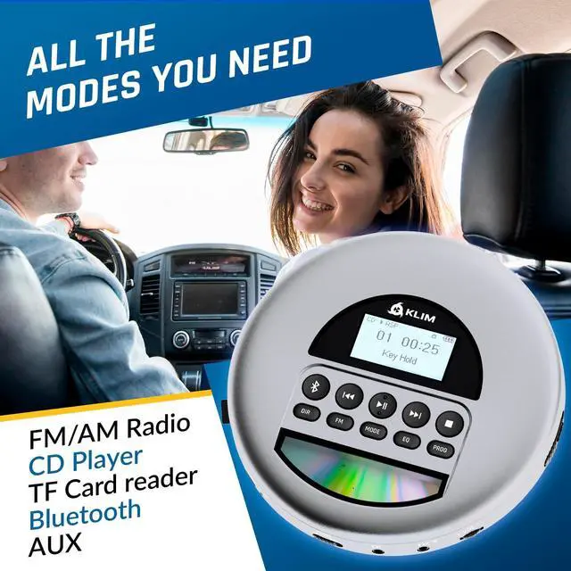 Alt view image 3 of 7 - Nomad - New Version - Portable CD Player Walkman with Long-Lasting Battery - with Headphones - Radio FM - Compatible MP3 CD Player Portable - TF Card Radio FM Bluetooth - Ideal for Cars - Grey