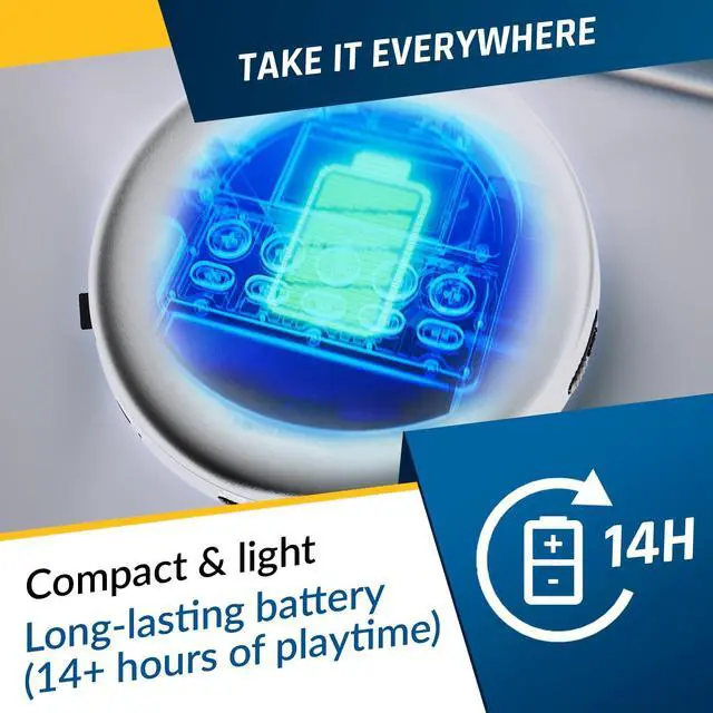 Alt view image 5 of 7 - Nomad - New Version - Portable CD Player Walkman with Long-Lasting Battery - with Headphones - Radio FM - Compatible MP3 CD Player Portable - TF Card Radio FM Bluetooth - Ideal for Cars - Grey