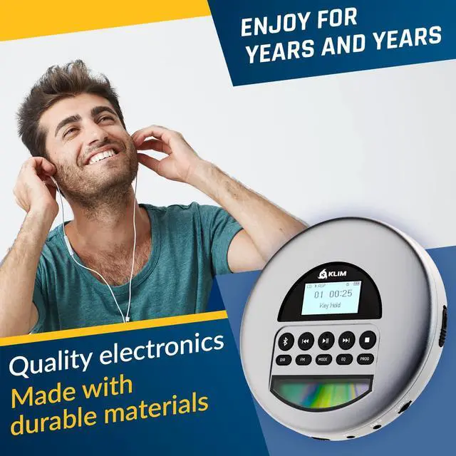 Alt view image 6 of 7 - Nomad - New Version - Portable CD Player Walkman with Long-Lasting Battery - with Headphones - Radio FM - Compatible MP3 CD Player Portable - TF Card Radio FM Bluetooth - Ideal for Cars - Grey