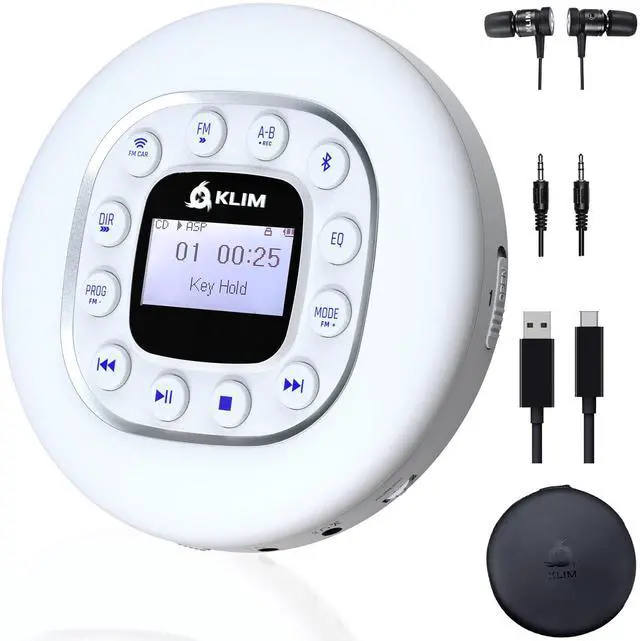 Main image of Journey + Portable CD Player Walkman with Long-Lasting Battery + New + w/Headphones + Radio FM + Compatible MP3 CD Player + SD Card, FM Transmitter, Bluetooth + Ideal for Cars - White