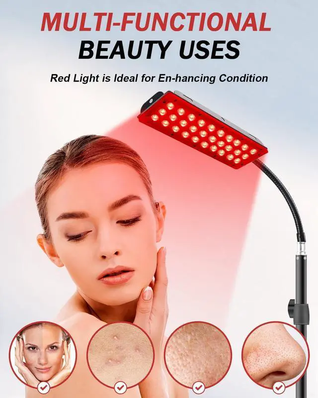Alt view image 2 of 7 - Red Light Therapy Lamp for Body, Infrared Light Therapy Lamps with Stand, 660nm Red and 850nm Near Infrared Redlight Therapy Device for Full Body Overall Health at Home with Eyes Protection