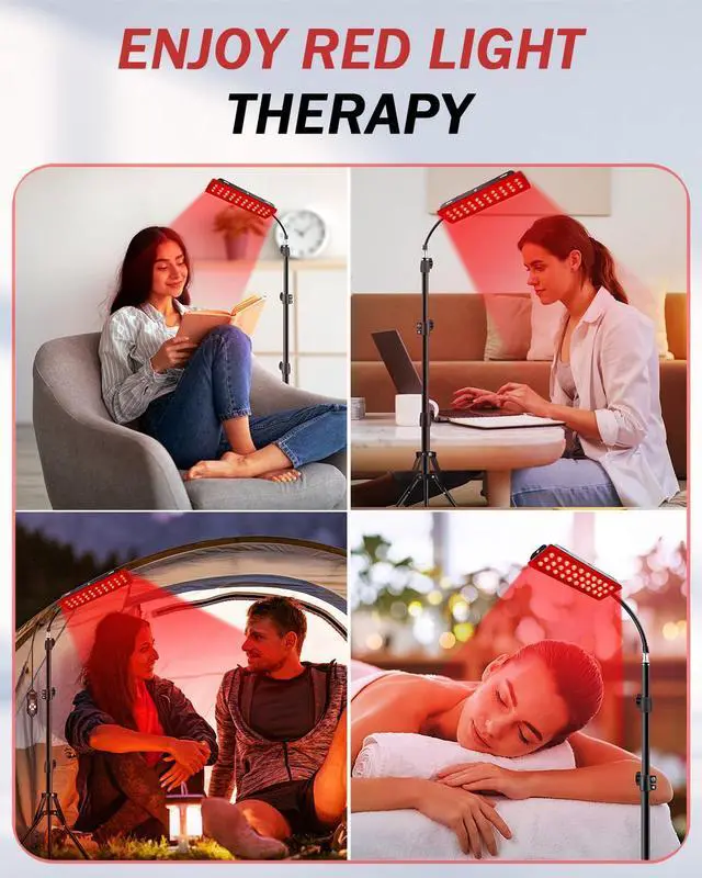Alt view image 6 of 7 - Red Light Therapy Lamp for Body, Infrared Light Therapy Lamps with Stand, 660nm Red and 850nm Near Infrared Redlight Therapy Device for Full Body Overall Health at Home with Eyes Protection