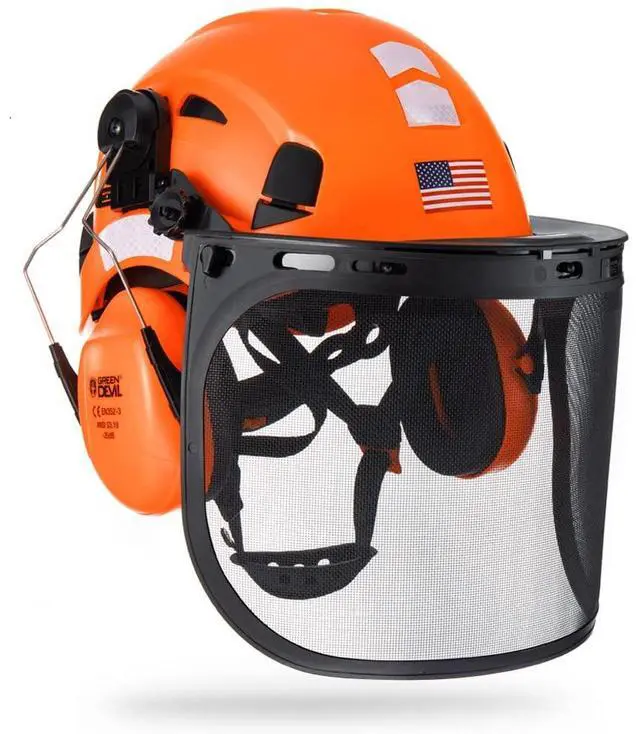 Main image of Forestry Safety Helmet Chainsaw Helmet with Mesh Face Shield and Ear Muffs 3 in 1 Forestry Hard Hat