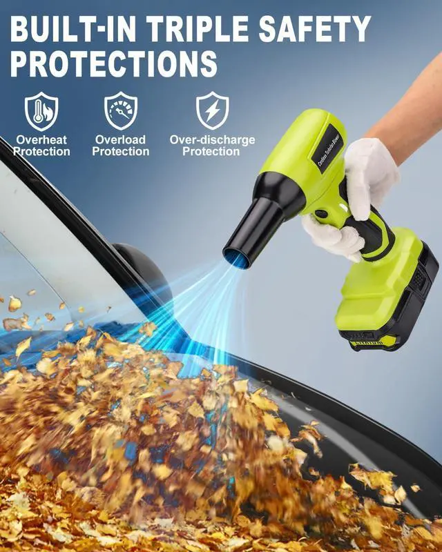 Alt view image 4 of 7 - Cordless Leaf Blower for Ryobi 18v Battery - High-Speed, Brushless Motor, 130,000 RPM, Lightweight Design for Leaves,Dust Snow,Lawn Care,Patio Cleaning(Battery Not Included)