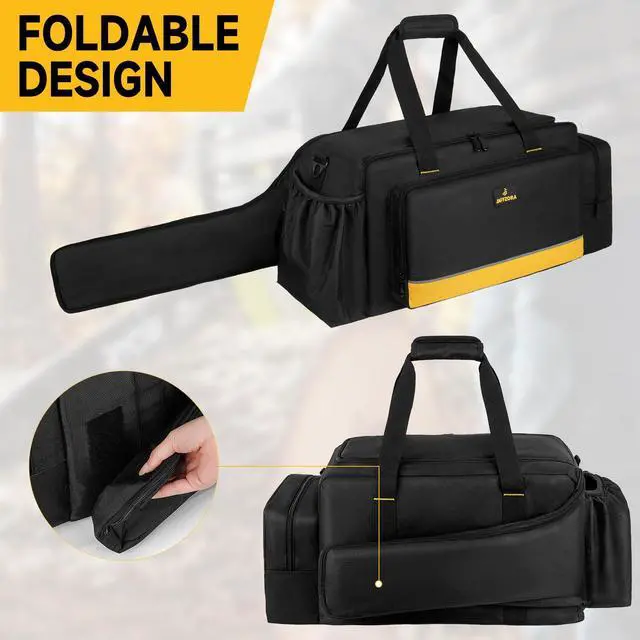 Alt view image 3 of 7 - Chainsaw Carrying Case, Waterproof Foldable Chainsaw Storage Bag Compatible with Greenworks, Dewalt, EGO Power+ 14''/16''/18'' Chainsaws and Cordless Chainsaw, Black&Yellow