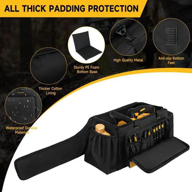 Alt view image 4 of 7 - Chainsaw Carrying Case, Waterproof Foldable Chainsaw Storage Bag Compatible with Greenworks, Dewalt, EGO Power+ 14''/16''/18'' Chainsaws and Cordless Chainsaw, Black&Yellow