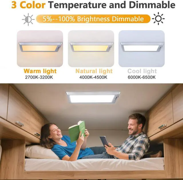 Alt view image 2 of 7 - RV Lights Interior, 12 Volt Led Lights Camper Lights Led Lights Interior Fixtures 12V Ceiling Dome Light with Switch for RV/Camper/Trailer/Boat (2)