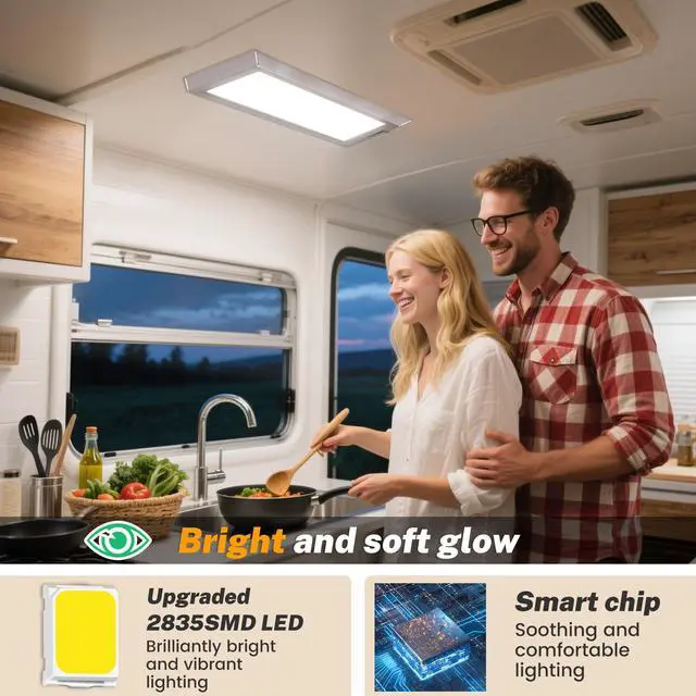 Alt view image 4 of 7 - RV Lights Interior, 12 Volt Led Lights Camper Lights Led Lights Interior Fixtures 12V Ceiling Dome Light with Switch for RV/Camper/Trailer/Boat (2)