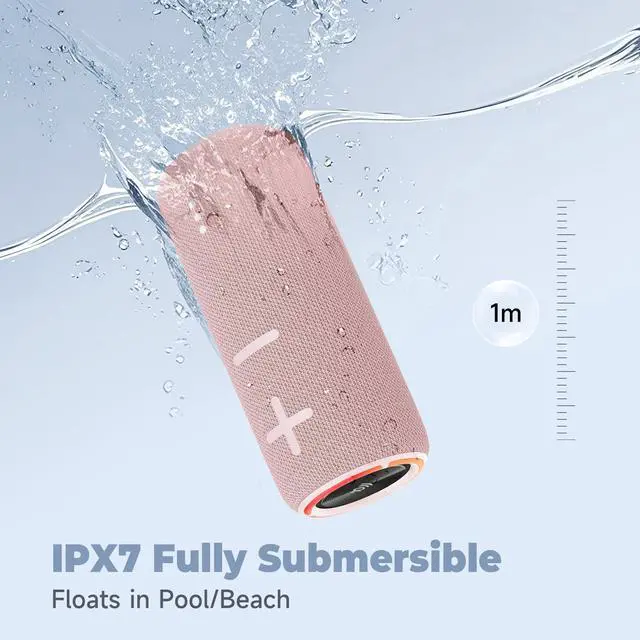 Alt view image 6 of 7 - Bluetooth Speaker,30W Portable Wireless Speaker with TWS,IPX7 Waterproof, 8H Playtime, LED Lights,for Pool/Beach/Shower, Blue Gifts, Electronic Gifts