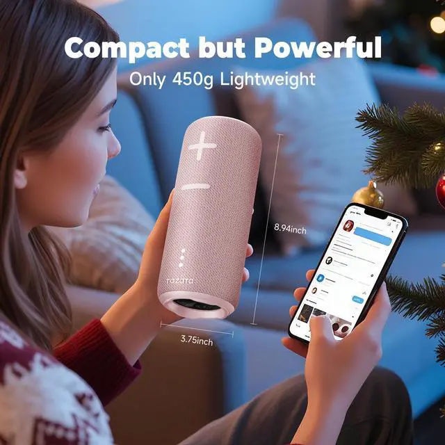Alt view image 7 of 7 - Bluetooth Speaker,30W Portable Wireless Speaker with TWS,IPX7 Waterproof, 8H Playtime, LED Lights,for Pool/Beach/Shower, Blue Gifts, Electronic Gifts