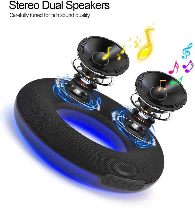 Alt view image 2 of 7 - Portable Bluetooth Speaker with Lights RGB, Wireless Speakers with Stereo Sound, IPX6 Waterproof, BT5.3/TF-Card, TWS Pairing, for Home, Party, Travel, Outdoor, Beach, Ideal Gifts (Black)