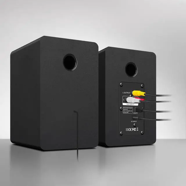 Alt view image 6 of 7 - Computer Speakers for Desktop PC, Active Bookshelf Speaker with 3 Carbon Fiber Woofer and Silk Film Tweeter ,Supports Bluetooth 5.3, USB-C, AUX/RCA Input for Record Player TV - Black Stereo Set