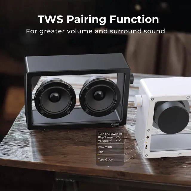 Alt view image 3 of 7 - Cassette Portable Bluetooth Speaker, 16W Minimalist Speakers Bluetooth Wireless Loud, HD Powerful Sound and Wide Compatibility V5.3 for Indoor Outdoor - Black