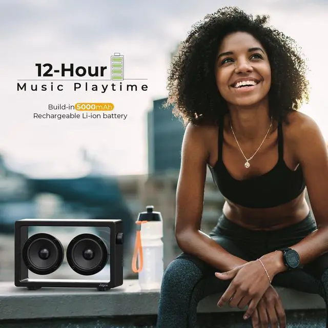 Alt view image 5 of 7 - Cassette Portable Bluetooth Speaker, 16W Minimalist Speakers Bluetooth Wireless Loud, HD Powerful Sound and Wide Compatibility V5.3 for Indoor Outdoor - Black