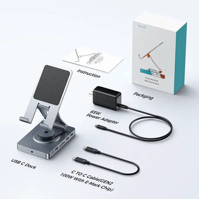 Alt view image 7 of 7 - Versatile USB C Docking Station for iPad (USB-C), 11-in-1 with SD TF 4.0 Reader, 4K@60Hz HDMI, RJ45, Audio, USB A, USB c, Rotatable, Also for Tablet, Steam Deck, ROG Ally, Legion Go, with 65W Adapter