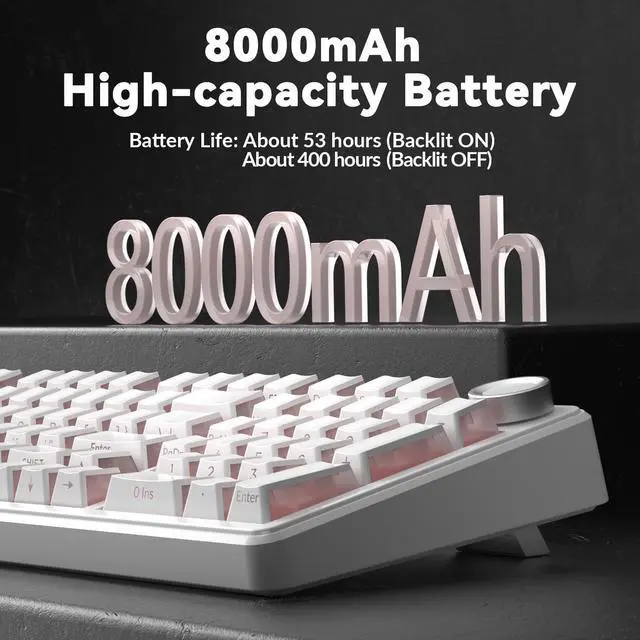 Alt view image 7 of 7 - F99 Pro Wireless Mechanical Keyboard-Silent Version,BT5.0/2.4GHz/USB-C Hot Swappable Custom Keyboard,Gasket Structure,Pre-lubed Linear Switches RGB Backlit Computer Gaming Keyboards,White