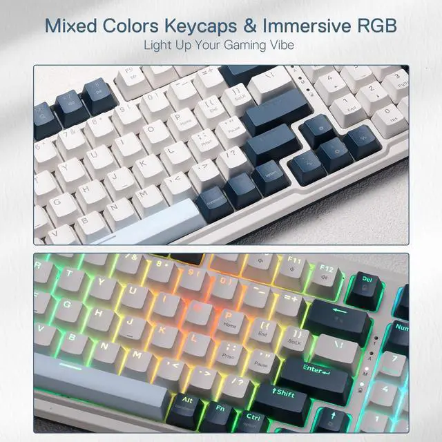Alt view image 3 of 7 - K686 PRO 98 Keys Wireless Gasket RGB Gaming Keyboard, 3-Mode Win/Mac Mechanical Keyboard w/5-Layer Noise Dampening, Dedicated Knob Control & Hot-Swap in Linear Red Switch, Blue Himmel Color