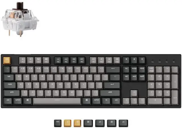 Main image of C2 Pro Wired Custom Mechanical Keyboard Full Size Layout QMK/VIA Programmable Macro White Backlit with Tactile Brown Switch OEM Profile Double-Shot PBT Keycaps for Mac Windows Linux