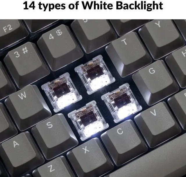 Alt view image 2 of 6 - C2 Pro Wired Custom Mechanical Keyboard Full Size Layout QMK/VIA Programmable Macro White Backlit with Tactile Brown Switch OEM Profile Double-Shot PBT Keycaps for Mac Windows Linux