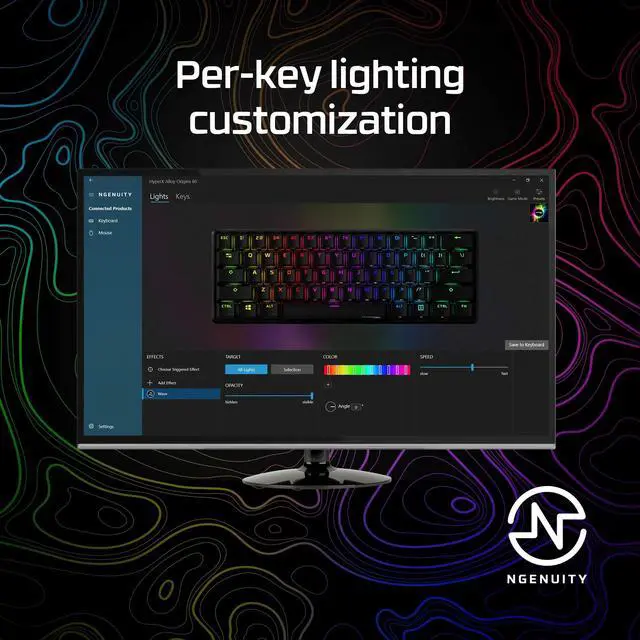 Alt view image 6 of 6 - Alloy Origins 60 - Mechanical Gaming Keyboard, Ultra Compact 60% Form Factor, Double Shot PBT Keycaps, RGB LED Backlit, NGENUITY Software Compatible - Linear  Red Switch,Black