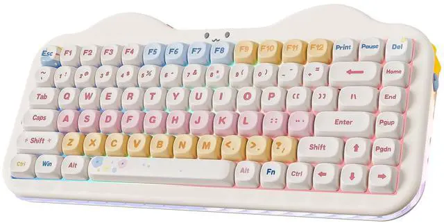 Main image of C75 Wireless Mechanical Keyboard,75% Layout, Hot-Swappable NKRO,BT5.0/2.4G/USB-C Mode,Dye-Sub PBT MOA Keycaps,RGB Gasket Mount,Cute Cake Design for Mac/Win/Gaming (Beige, Candy Switch)