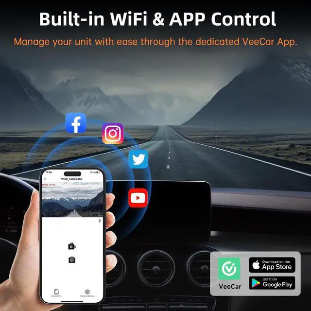 Alt view image 4 of 7 - Dash Cam Front and Rear,  4K+1080P Dual Dash Camera for Cars, Built-in WiFi GPS Dashboard Camera, 2.4" IPS Screen Dashcam, 170° Wide, Night Vision, WDR, G-Sensor, 32GB SD Card Included