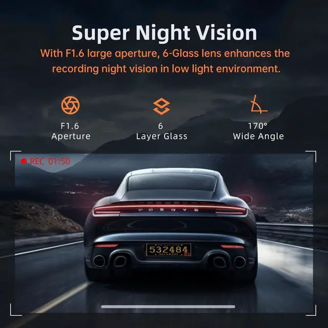 Alt view image 6 of 7 - Dash Cam Front and Rear,  4K+1080P Dual Dash Camera for Cars, Built-in WiFi GPS Dashboard Camera, 2.4" IPS Screen Dashcam, 170° Wide, Night Vision, WDR, G-Sensor, 32GB SD Card Included