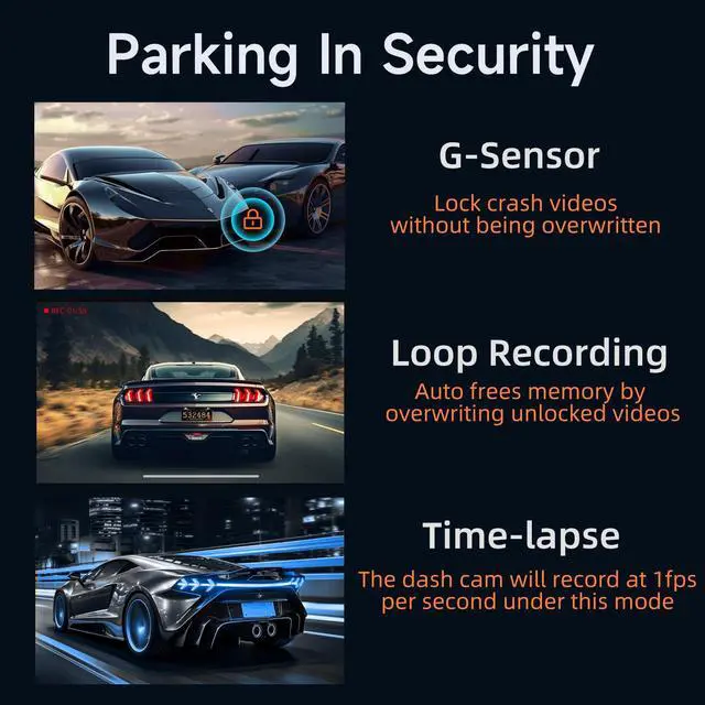 Alt view image 7 of 7 - Dash Cam Front and Rear,  4K+1080P Dual Dash Camera for Cars, Built-in WiFi GPS Dashboard Camera, 2.4" IPS Screen Dashcam, 170° Wide, Night Vision, WDR, G-Sensor, 32GB SD Card Included