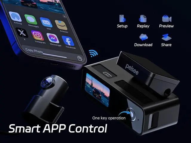 Alt view image 3 of 7 - P1 Duo 4K Dash Cam Front and Rear, 64GB SD Card, 4K+1080P Dual Dash Camera for Cars, Wi-Fi & App Control, 1.5IPS Display Car Camera, Voice Control, Night Vision, 24H Parking Mode, G-Sensor