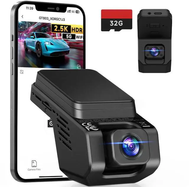Main image of Dash Cam Front and Inside, 2.5K+1080P Dual Camera for Cars, Hidden Car Camera Front and Interior with Super Night Vision, 4 IR LEDs, G-Sensor, 24H Parking Mode, Loop Recording, 32GB Card Included