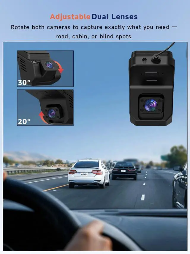 Alt view image 6 of 7 - Dash Cam Front and Inside, 2.5K+1080P Dual Camera for Cars, Hidden Car Camera Front and Interior with Super Night Vision, 4 IR LEDs, G-Sensor, 24H Parking Mode, Loop Recording, 32GB Card Included