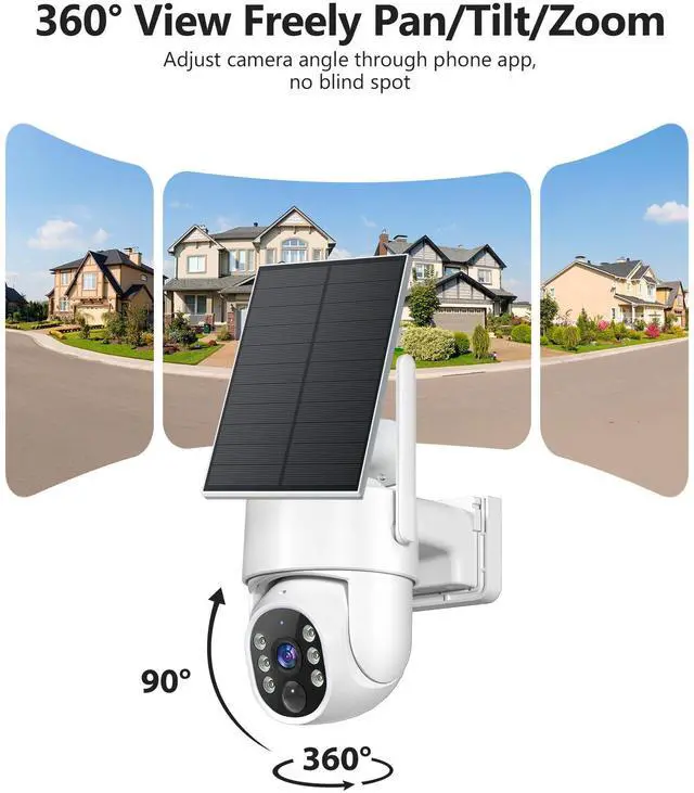 Alt view image 4 of 7 - Solar Security Cameras Wireless Outdoor, 5G&2.4GHz WiFi Cameras for Home Security, 2K PTZ Battery Powered Outside Cam, 2 Way Talk, Color Night Vision, Human Detection for Porch/Garage/Yard, 2 Packs